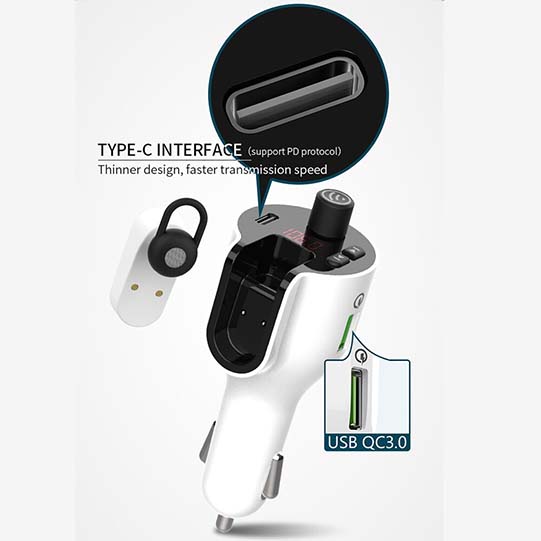 Handsfree Car Kit FM Transmitter BT Earphone MP3 Player Handsfree Car Kit FM Transmitter BT Earphone MP3 Player